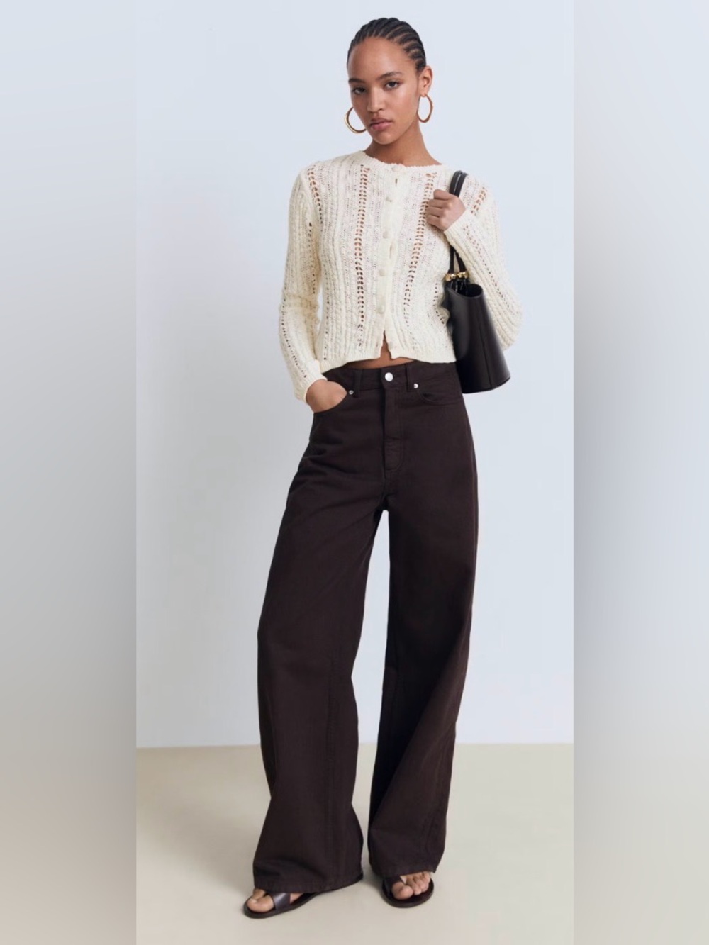 MANGO Openwork Crewneck Cardigan -M